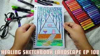 Healing sketchbook tour oil pastel landscape painting ep 108 [upl. by Merete]