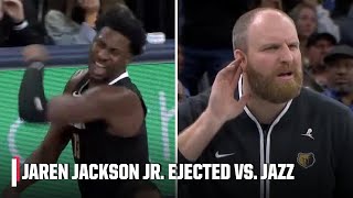 Jaren Jackson Jr EJECTED after furious reaction to a nocall vs Jazz  NBA on ESPN [upl. by Anwadal]