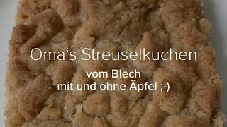 Streuselkuchen mit und ohne Äpfel Hefeteig süß [upl. by Merilee]