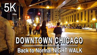 【5K】Downtown Chicago Illinois Back To Normal Coffee Night Walk  5k  UHD City Sounds [upl. by Adolphe]