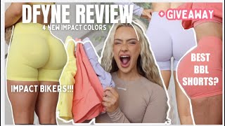 DFYNE REVIEW NEW IMPACT COLORS  BEST BBL SCRUNCH BIKERSSHORTS amp LEGGINGS TRY ON HAUL 2024 [upl. by Radley]