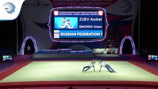 Andrei ZUEV amp Artyom SIMONOV RUS  2019 Acro junior European silver medllists balance [upl. by Drisko]