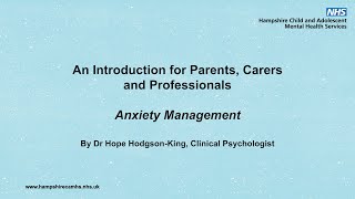 CAMHS  Anxiety Management [upl. by Stepha193]