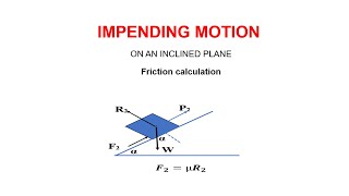 Impending motion on an inclined plane  friction  mechanics  example [upl. by Mylander]