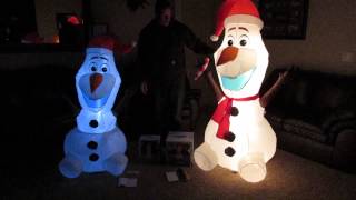 Christmas Inflatable OLAF from Disneys Frozen 6 feet vs 5 feet [upl. by Ydwor]