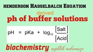 pH of Buffer solutions  Henderson Hasselbalch Equation [upl. by Eissat]