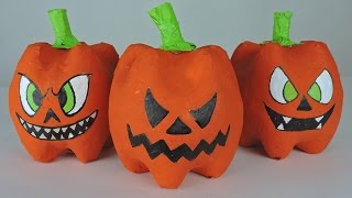 COMO HACER CALABAZAS DE HALLOWEEN CON BOTELLAS PLASTICAS [upl. by Cline]