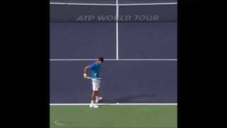 AMAZING Novak Djokovic Catches Federer Return On Racket [upl. by Derman]