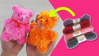 DIY POM POM BEAR  WOOL YARN TEDDY BEAR HOW TO MAKE a POM POM BEAR ART AND CRAFTS FOR KIDS [upl. by Yecnuahc]