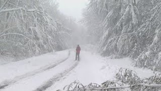 STORM CENTER Noreaster bears down bringing heavy snow and strong winds [upl. by Lesab]