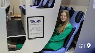 Airplane seat designer introduces double decker seating for economy class [upl. by Lachish845]