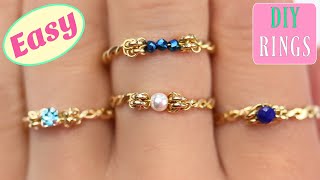 Dainty Rings With Beads and Crystals wire wrapping rings DIY Rings Stacking Rings [upl. by Leamsi784]