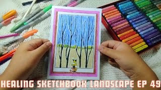 Healing sketchbook tour oil pastel landscape painting ep 49 [upl. by Pablo]