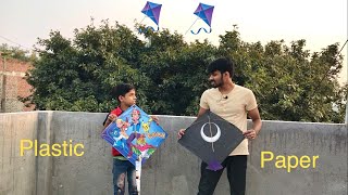 Kite flying  kite fighting  plastic vs paper kite compilation [upl. by Lemrac]