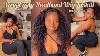 Curly Headband Wig Install in Real time ft Hurela Hair 🖤 [upl. by Akived108]