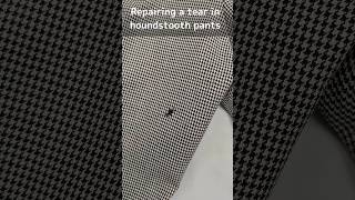 Repairing a tear in houndstooth pants kaketsugi alterations craftmanship [upl. by Ecnaiva]