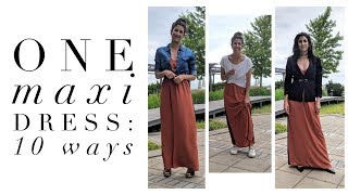 One Maxi Dress 10 Ways  How to Style Basics  Capsule Closet  Minimalism [upl. by Mario]