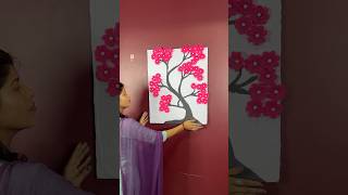 Beautiful Pink Tree Wall Decor Idea short reel youtubeshort diy viral trending walldecor [upl. by Barncard868]