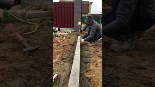 How to install a sidewalk curb 🦾 landscape pavers construction work sidewalk garden [upl. by Feeley]