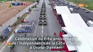 Côte dIvoire  An 64  Célébration du 64e Anniversaire de lIndépendance à GrandBassam [upl. by Nonahs58]