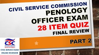 PENOLOGY OFFICER EXAM REVIEWER  POE QUIZ VIDEO PART 2  CIVIL SERVICE EXAM [upl. by Aisha713]