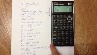 HP 35s tutorial on Manning Equation for Circular Channel solving flowrate flowing partially full [upl. by Arabele]