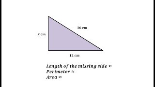 Find the Length of a Missing Side of a Right Triangle and Perimeter and Area [upl. by Eladnwahs281]