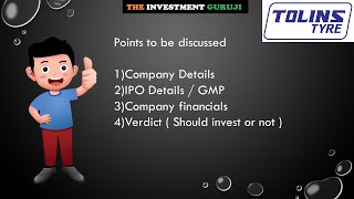 Tolins Tyres IPO  ipo review  New ipo news  today GMP update upcoming ipo [upl. by Debby]