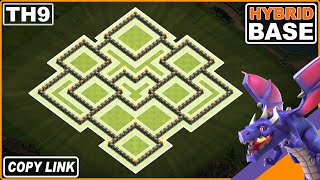 NEW BEST TH9 HYBRIDTROPHY Base 2024 COPY LINK  Town Hall 9 TH9 Base Design – Clash of Clans [upl. by Oah]