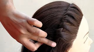 beautiful Party Wear Hairstyle For Medium Hair 2019  Quick amp Easy Part Hairstyle For Girls 2019 [upl. by Luana]