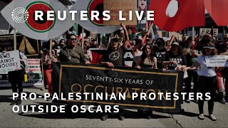 LIVE ProPalestinian protesters gather outside Oscars  REUTERS [upl. by Katha]