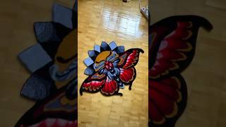 Carpet Tufting ASMR Red Mandala butterfly rug asmrtriggers butterfly carpetdesign rugdesigner [upl. by Hcone]