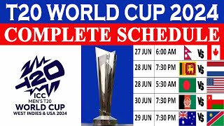 ICC World Cup T20 2024  Complete Schedule  T20 World Cup 2024  Schedule with Timings Dates Venues [upl. by Elicia]