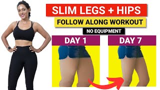 SLIM and TONED THIGHS in 7 Days  12 Min Beginner Slim Leg Home Workout No Jump  Follow Along [upl. by Delinda]