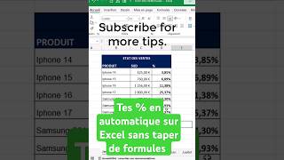 Obtient tes pourcentages sur Excel sans taper de formule astuceexcel exceltips exceltricks excel [upl. by Dlonyar242]