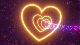 Floating Bright Hot Neon Glowing Flashing Love Heart Curved 3D Tunnel 4K VJ Loop Motion Background [upl. by Walton]