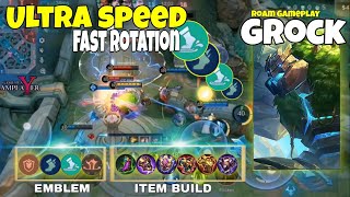 Grock Best Build and Emblem 2024  Ultra Speed Grock  Fast Rotation  MLBB Roam Gameplay  MLBB [upl. by Ecilegna]