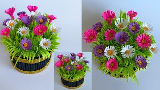 DIY Flower Pot Decorative Showpiece  Paper Craft  Easy Home Decor Ideas  Flower Pot Making ideas [upl. by Leighton]