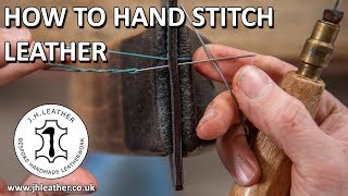 How to Hand Stitch Leather  Saddle Stitch Tutorial Beginner Leatherwork [upl. by Ardnohsal]