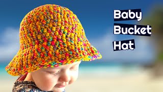 CUTEST Baby Bucket Hat  How to Crochet Baby Bucket Hat [upl. by Atteynek]