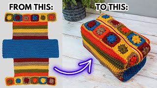 Crochet Pencil Case  Toiletry  Makeup Bag Tutorial  Brunaticality Crochet [upl. by Ymerrej25]