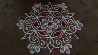 simple and easy rangoli design 53dots small beautifulkolam daily muggulu [upl. by Arymas248]