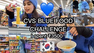 🇰🇷CVS BLUE FOOD ONLY CHALLENGE  Shopping in Downtown  vlog💙 [upl. by Odnalo]