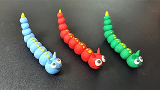 Caterpillar Clay Toys Making How To Make Caterpillar Clay Modelling For Kids clay worm clay art [upl. by Nirre]