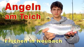 Angeln am Teich auf Forellen und Karpfen mit verschiedenen Montagen Methoden und Ködern in Neubach [upl. by Anika]