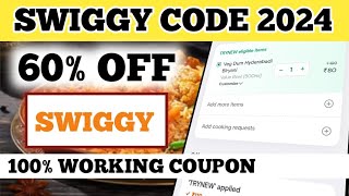 swiggy code 2024 60 OFF  swiggy coupon code today  2024 [upl. by Yseult658]