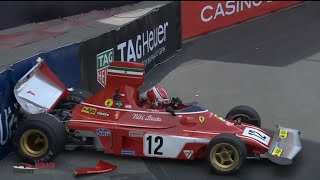 Leclerc Crashes 1974 Ferrari  Monaco Historic Grand Prix 2022 [upl. by Llerol]