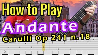 Andante by F Carulli Op 241 No 18  Guitar Tutorial  Tabs on Screen [upl. by Eglantine]