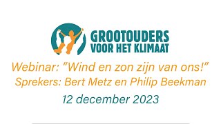 Webinar Wind en Zon 12 december 2023 [upl. by Darelle]