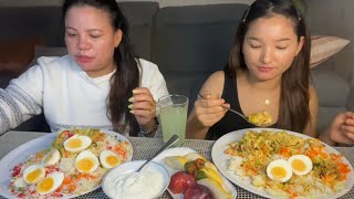 CHICKEN BIRYANI WITH EGGS MUKBANG 😍 [upl. by Vookles237]